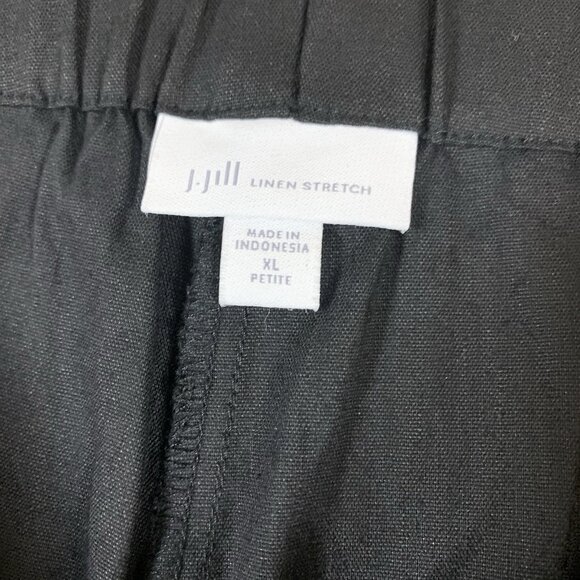 J Jill Black Linen Stretch Capri Pants Button Hem Pull On Comfort Fit XL Petite - Picture 4 of 5